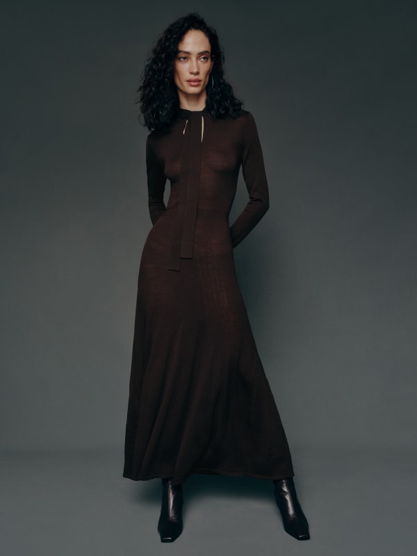 Leona Regenerative Merino Wool Sweater Dress - Mole